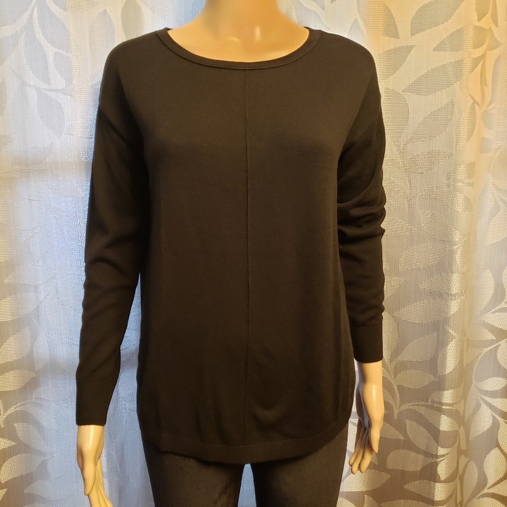 Loft Black Sweater with semi sheer back